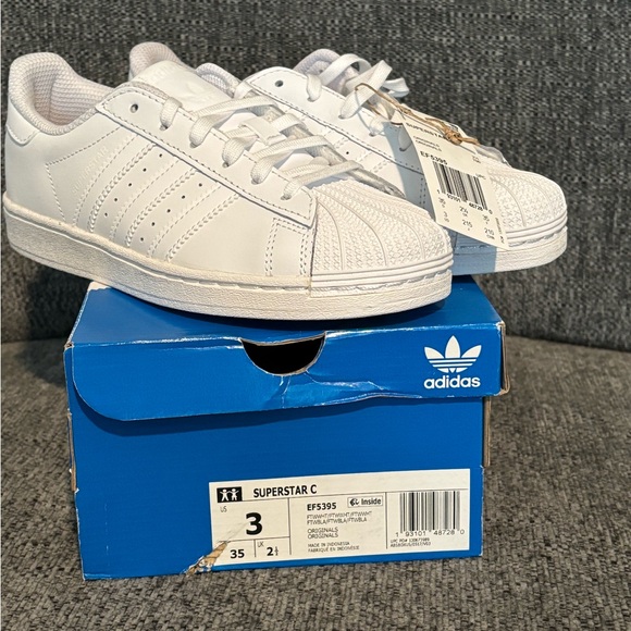 adidas Shoes - Adidas Superstar C White Leather Sneakers